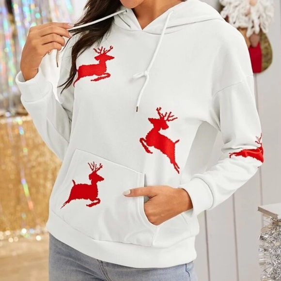 1 LEFT 🔥 🎁SALE🎁 Christmas Reindeer Hoodie - Picture 3 of 3